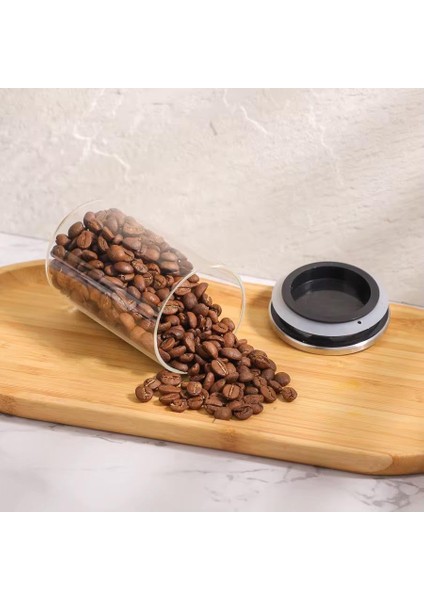 2'li Vakum Kapaklı Borosilikat Cam Saklama Kabı Seti - Mini Boy, Hava Geçirmez, Gıda Saklama Için Ideal-Baharat,kahve,şeker-Mini Baharatlık (Metal Yuvarlak, 360 Ml)