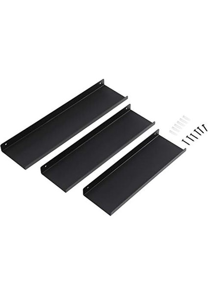 Metal Duvar Rafları, 3'lü Set, Yüzer Raflar, Endüstriyel Tasarım, Duvar Panoları, Dekorasyon Için, Resim Çerçeveleri, Rafları Takmak Için 6 Vidalı, Farklı Düzenler, Siyah LFS12BK