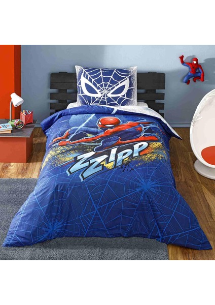 Spider Man Blue City Lisanslı Karakter BASKILI Pamuk Nevresim Takımı, Çok Renkli, Tek Kişilik (Nevresim: 160 x 220 cm /lastikli Çarşaf: 100 x 200 cm / 1 Adet Yastık Kılıfı: 50 x 70 cm )