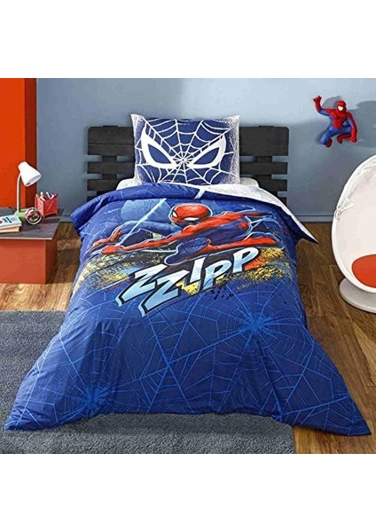Spider Man Blue City Lisanslı Karakter BASKILI Pamuk Nevresim Takımı, Çok Renkli, Tek Kişilik (Nevresim: 160 x 220 cm /lastikli Çarşaf: 100 x 200 cm / 1 Adet Yastık Kılıfı: 50 x 70 cm )