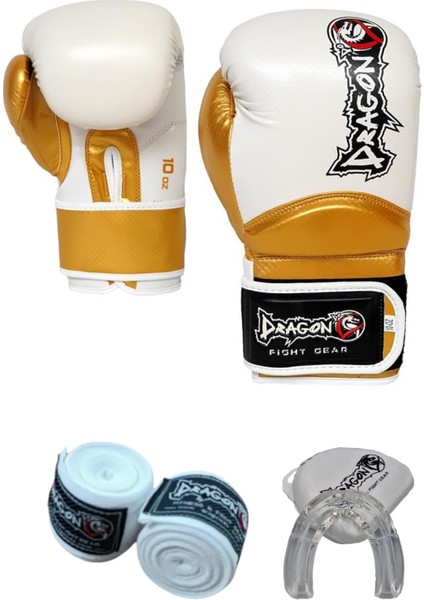 Carbon Dragon Boks Eldiveni Kick Boks Muaythai Müsabaka Antreman Boxing Boks Bandaj Dişlik 3'Lü Set