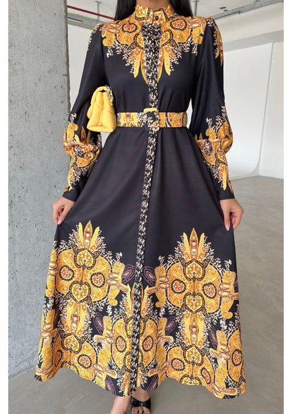 Kadın Siyah Kemerli Tasarım Elbise NBMS4277 fiyatları