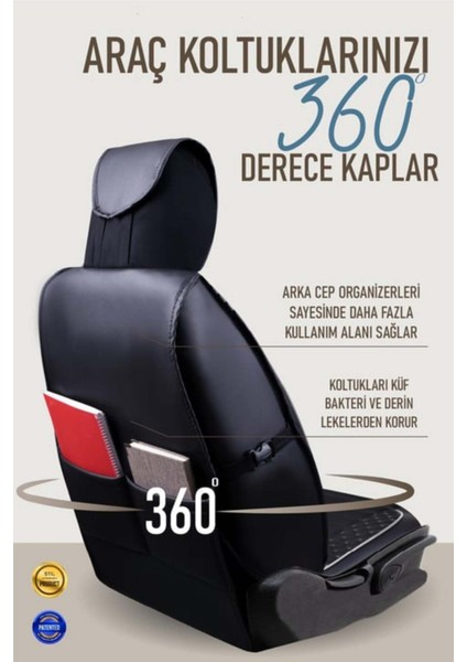 chevrolet Lacetti Uyumlu Yarı Deri Oto Koltuk Kılıfı Bel Destekli Siyah-Beyaz Elva Seri indirimleri