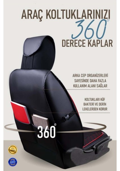 Chevrolet Trax Uyumlu Yarı Deri Oto Koltuk Kılıfı Bel Destekli Siyah-Kırmızı Elva Seri indirimleri