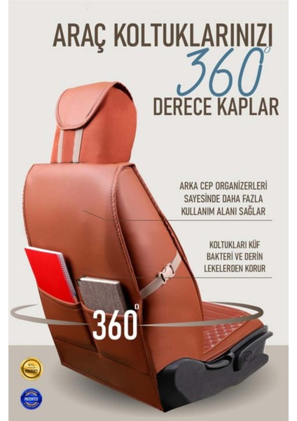 volkswagen Golf 3 Uyumlu Yarı Deri Oto Koltuk Kılıfı Bel Destekli Tarçın Elva Seri indirimleri