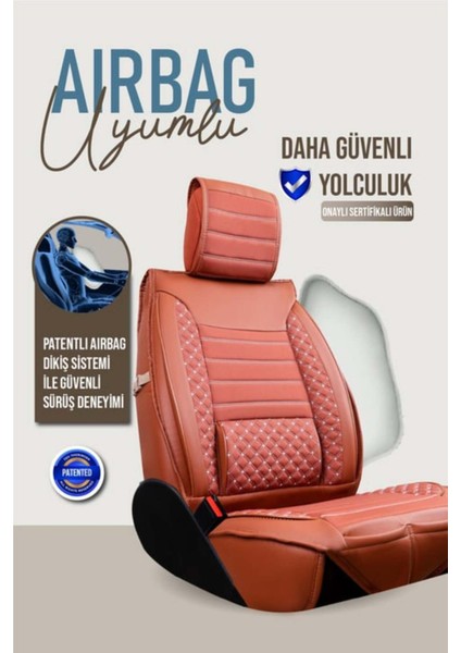 Nissan Skystar Uyumlu Yarı Deri Oto Koltuk Kılıfı Bel Destekli Tarçın Elva Seri fırsatları