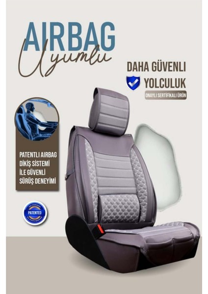 renault Clio 2 Hb Uyumlu Yarı Deri Oto Koltuk Kılıfı Bel Destekli Füme Elva Seri fırsatları