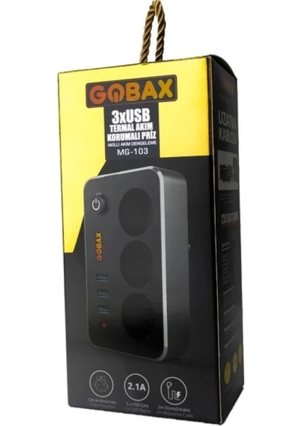 Akım Korumalı Akıllı Priz,termal Akım Korumalı 3x Ledli Usb, 3x Priz 2 M Uzatmalı Çocuk Korumalı (4887)