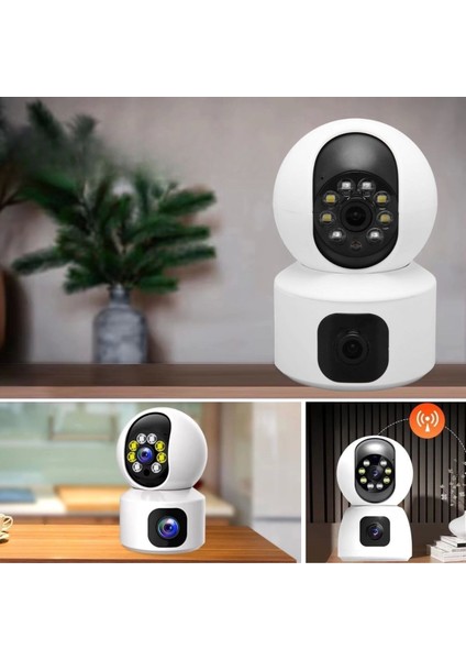 Çift Kameralı Wifi Bağlantılı Gece Görüşlü Ev Tipi Güvenlik Kamerası