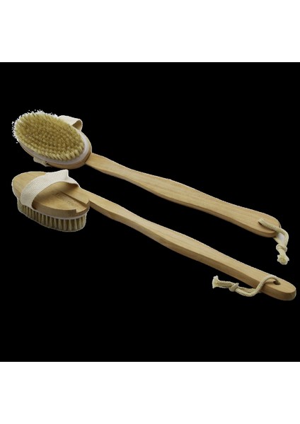 Ele Geçmeli - Saplı Ahşap Sırt Kesesi Duş Fırçası Lifi (4887)