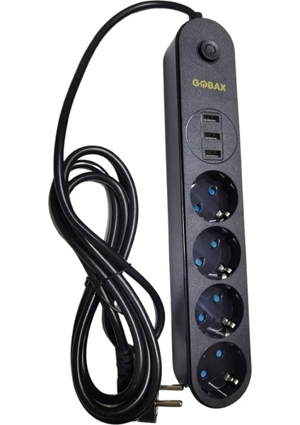 Termal Akım Korumalı Grup Priz ve 3’lü USB Şarj Aleti (4887)