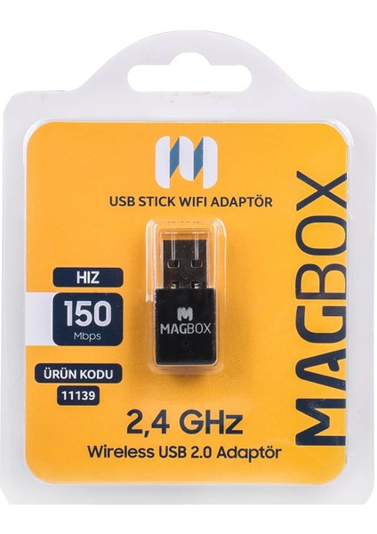 Magbox USB Stıck Mini 802.11N Wifi 7601 Chıpset 2.4ghz 150 Mbps Ip Uydu Alıcıları Ile Uyumlu (4887)
