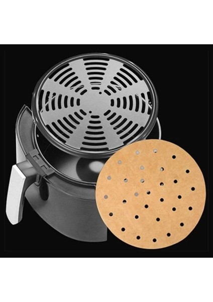 100 Adet Airfryer Pişirme Kağıdı Tek Kullanımlık Hava Fritözü Yuvarlak Delikli Model (4887)