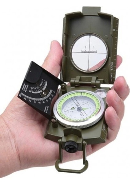 Prizmatik Suya Işıltılı Pusula İle Kılıfı Askeri Ordu Kamp Yürüyüş Seyahat Için Jeoloji Pusula