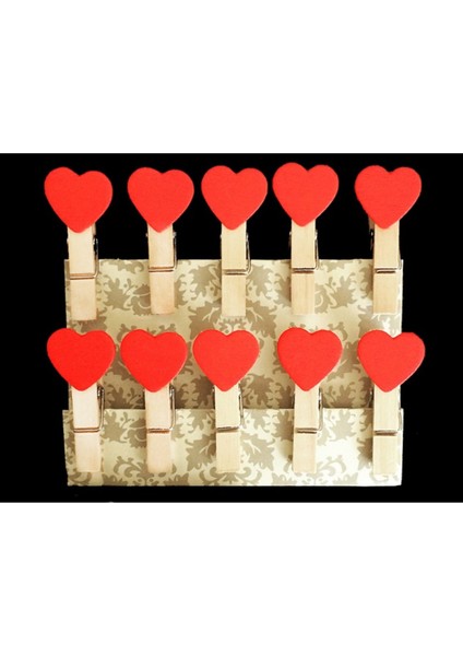 10'lu Kalp Şekilli Ahşap Mandallar 3.5cm Tahta-Bambu Mandal 100 Adet Kalp Desenli Çamaşır Mandalı modelleri