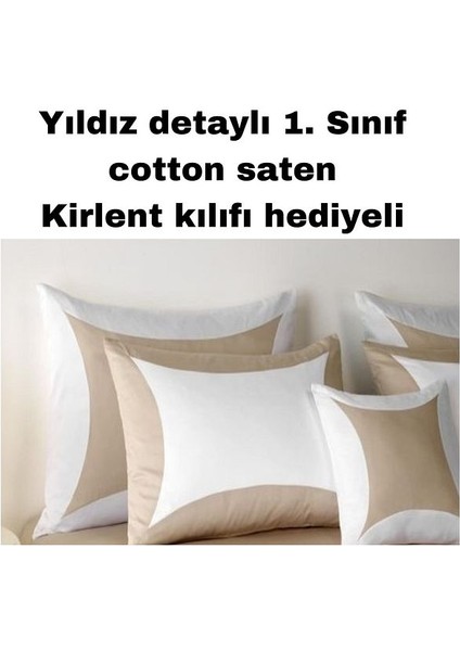 Battal Boy Pamuk Saten Bej Beyaz Nevresim Takımı fiyatları