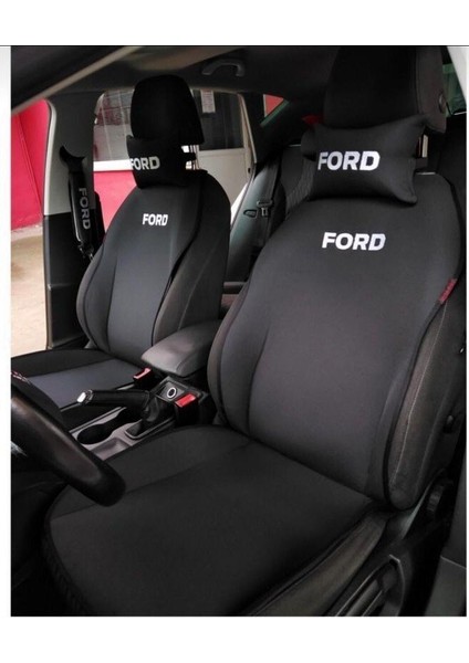 Nakışlı Ön Ikili Oto Koltuk Minderi 2 Adet Boyun Yastığı 2 Adet Kemer Pedi Siyah