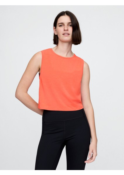 Kadın Turuncu Gapfit Breathe Crop T-Shirt