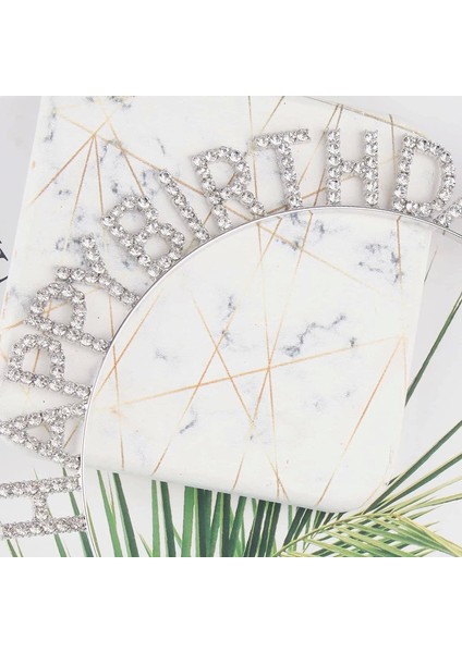 Gümüş Kristal Taşlı Happy Birthday Doğum Günü Tacı Ithal Ürün A Kaalite 17 x 16 cm (4887) modelleri