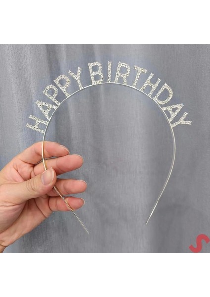 Gümüş Kristal Taşlı Happy Birthday Doğum Günü Tacı Ithal Ürün A Kaalite 17 x 16 cm (4887) fırsatları
