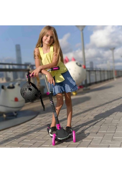 3 Tekerlekli Katlanabilir Işıklı Pembe Scooter