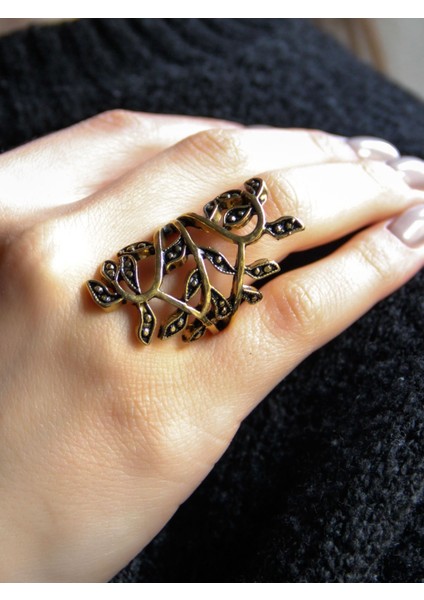 Çiçek Desenli Antik Ayarlanabilir Kadın Yüzük EUY1266 fiyatları