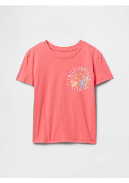 Kız Çocuk Turuncu Relaxed Grafik T-Shirt