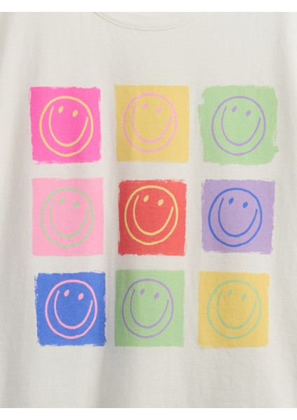 Kız Çocuk Kırık Beyaz Relaxed Grafik T-Shirt fiyatları
