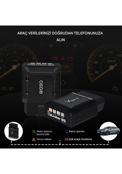 Vlinker Ms ELM327 Obd2 Araç Teşhis Cihazı Bluetooth