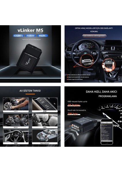 Vlinker Ms ELM327 Obd2 Araç Teşhis Cihazı Bluetooth