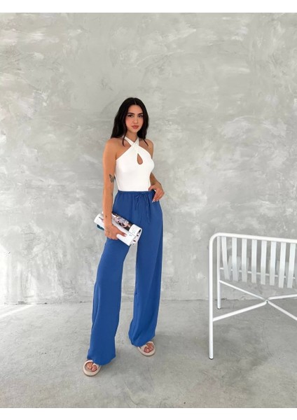 Ayrobin Oversize Kadın Pantalon - Saks