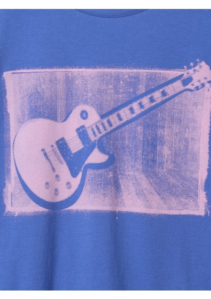 Kız Çocuk Mavi Relaxed Grafik T-Shirt fiyatları