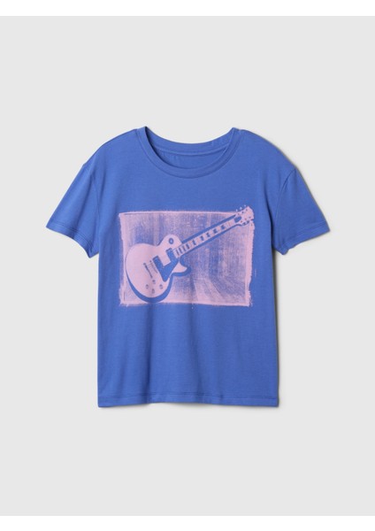 Kız Çocuk Mavi Relaxed Grafik T-Shirt fırsatları