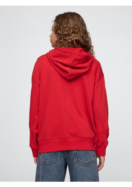 Erkek Çocuk Kırmızı Gap Logo Relaxed Fermuarlı Sweatshirt