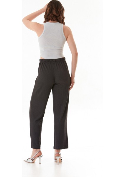 Bürümcük Kumaş Beli Bağlamalı Pantolon