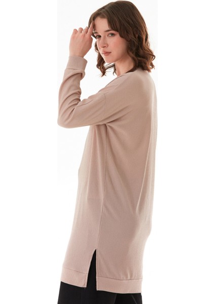 Bürümcük Kumaş Yanları Yırtmaçlı Bisiklet Yaka Tunik fırsatları