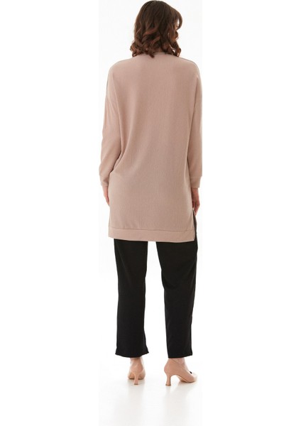 Bürümcük Kumaş Yanları Yırtmaçlı Bisiklet Yaka Tunik indirimleri