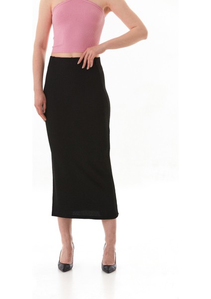 Beli Lastikli Yırtmaçlı Bürümcük Kumaş Etek modelleri