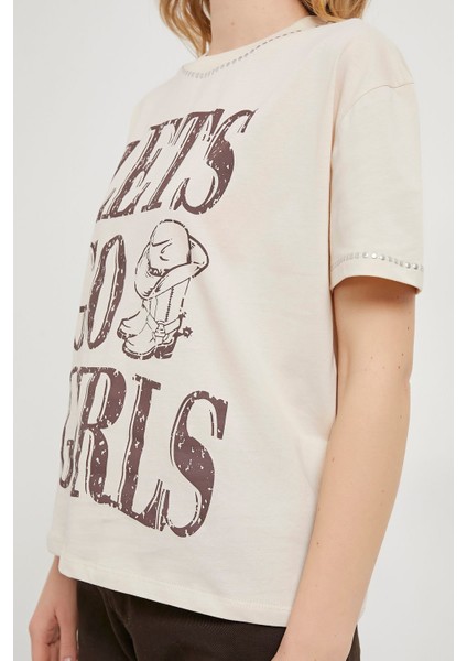 Armalıfe 1786 Western Baskılı Trok Detaylı Bis Yaka Kadın T-Shırt fırsatları