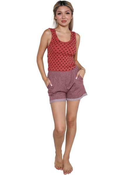 Kadın Kalın Askılı Şortlu Pijama Takım 3630
