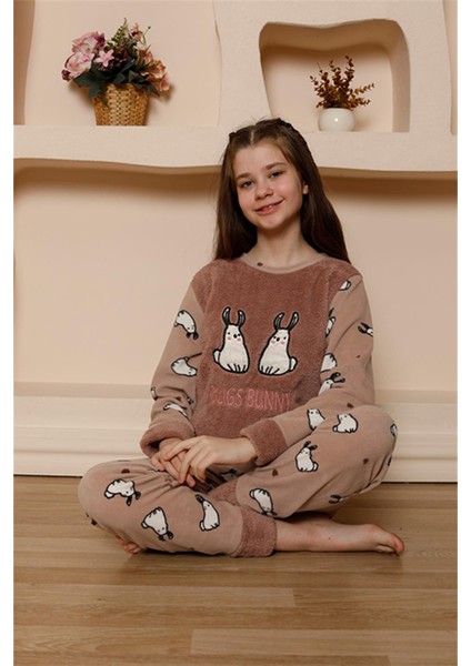 Kız Çocuk Welsoft Polar Vizon Pijama Takımı 20524