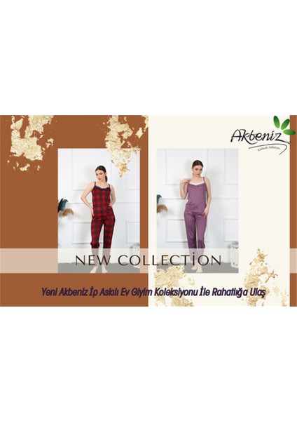 Kadın Ip Askılı Yeşil Ekoseli Pijama Takım 4135