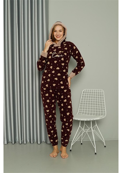 Welsoft Polar Kadın Kapşonlu Pijama Takımı 8513