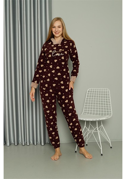 Welsoft Polar Kadın Kapşonlu Pijama Takımı 8513