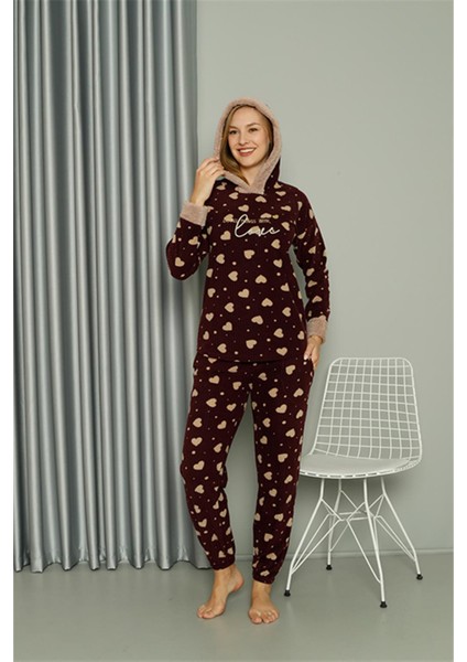 Welsoft Polar Kadın Kapşonlu Pijama Takımı 8513