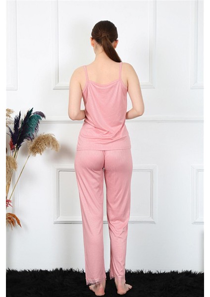 Kadın Ip Askılı Somon Pijama Takım 4136