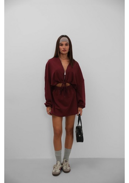 Beli Lastikli Fermuarlı Sweatshirt