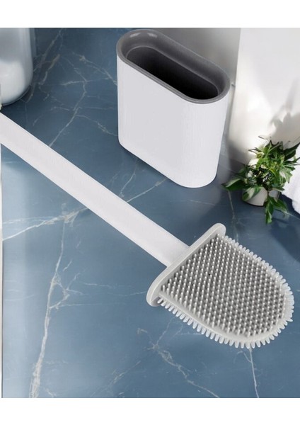 1 Adet Beyaz Silikon Klozet Fırçası Wc Klozet Fırçası Silikon Banyo Tuvalet Klozet Temizleme Fırçası