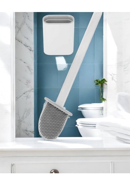 1 Adet Beyaz Silikon Klozet Fırçası Wc Klozet Fırçası Silikon Banyo Tuvalet Klozet Temizleme Fırçası