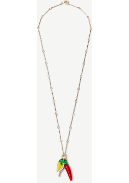 Charm Detaylı Uzun Kolye